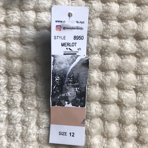 R&M Richards Merlot v- neck gown shoulder out Size 12 Brand New never worn - Picture 8 of 11